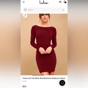 Lulus Twist and Tell Red Wine Backless Bodycon Dress
